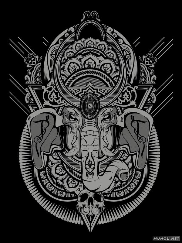 【大师作品】247P超级插画狂人Joshua M. Smith骷髅/动物风格T恤/饰品作品[一]