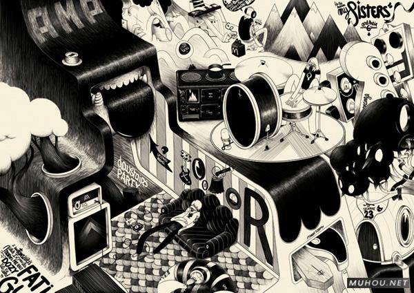 【大师作品】Mcbess黑白线条超现实插画