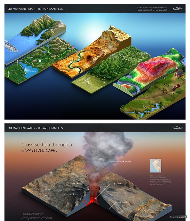 PS插件3D Map Generator汉化版2D3D立体三维地图地形生成器 4套全破解版