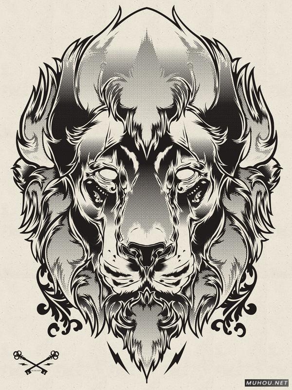 【大师作品】247P超级插画狂人Joshua M. Smith骷髅/动物风格T恤/饰品作品[一]