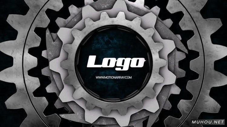 机械动力金属齿轮logo标识AE视频模板