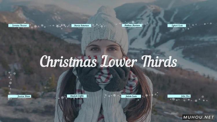 AE模板|8套可爱雪花装饰文字栏包装视频模板#Christmas New Year Lower Thirds