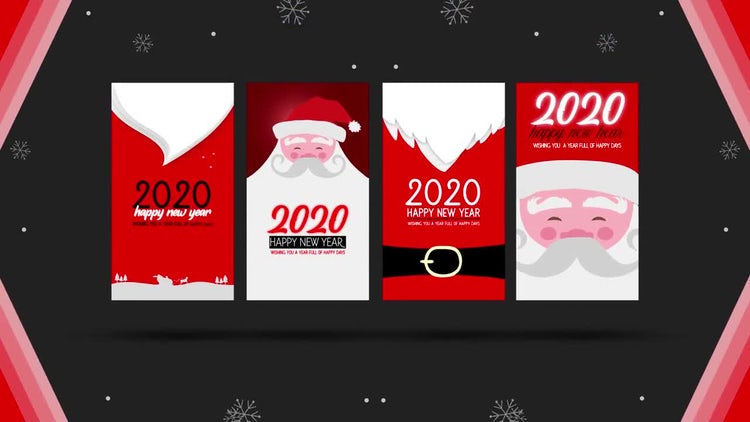 AE模板|4组新年红色喜庆圣诞节故事视频素材模板#New Year Instagram Story插图