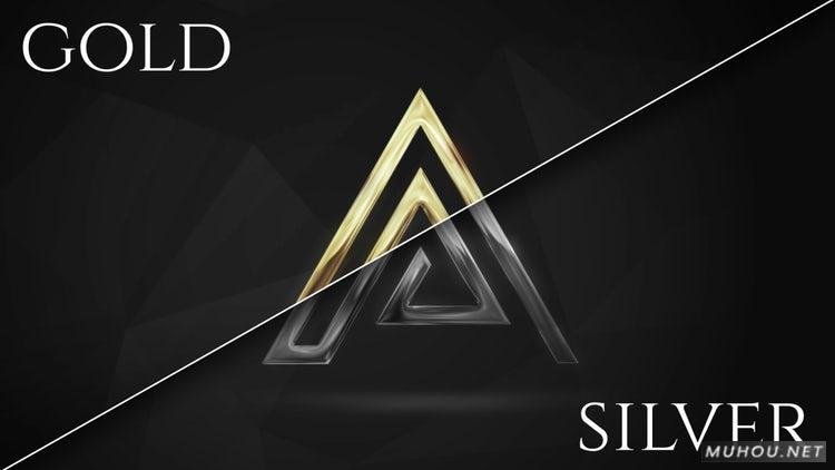 电影金色标志LOGO发光扫光效果AE视频模板