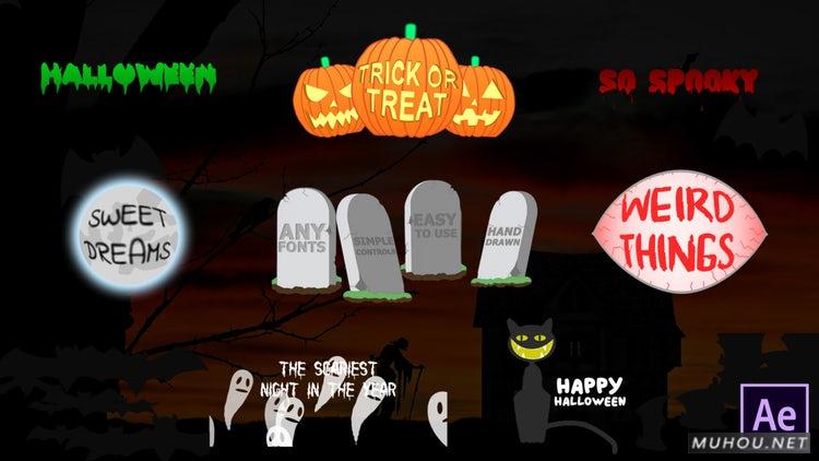 AE模板|万圣节头衔节日恐怖花字视频模板#Halloween Titles插图