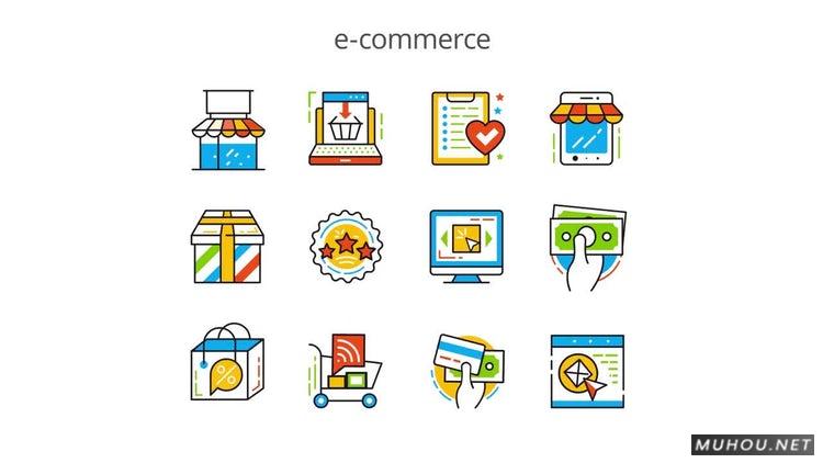 AE模板|电子商务-平面动画图标动画视频模板#E-Commerce - Flat Animation Icons