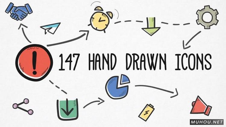 AE模板|147+手绘卡通图标动画视频素材模板#Hand-drawn Icons Pack插图