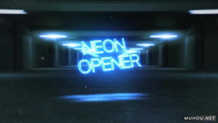 AE模板|电影霓虹灯片头发光文字视频包装ae素材模板#Cinematic Neon Opener插图