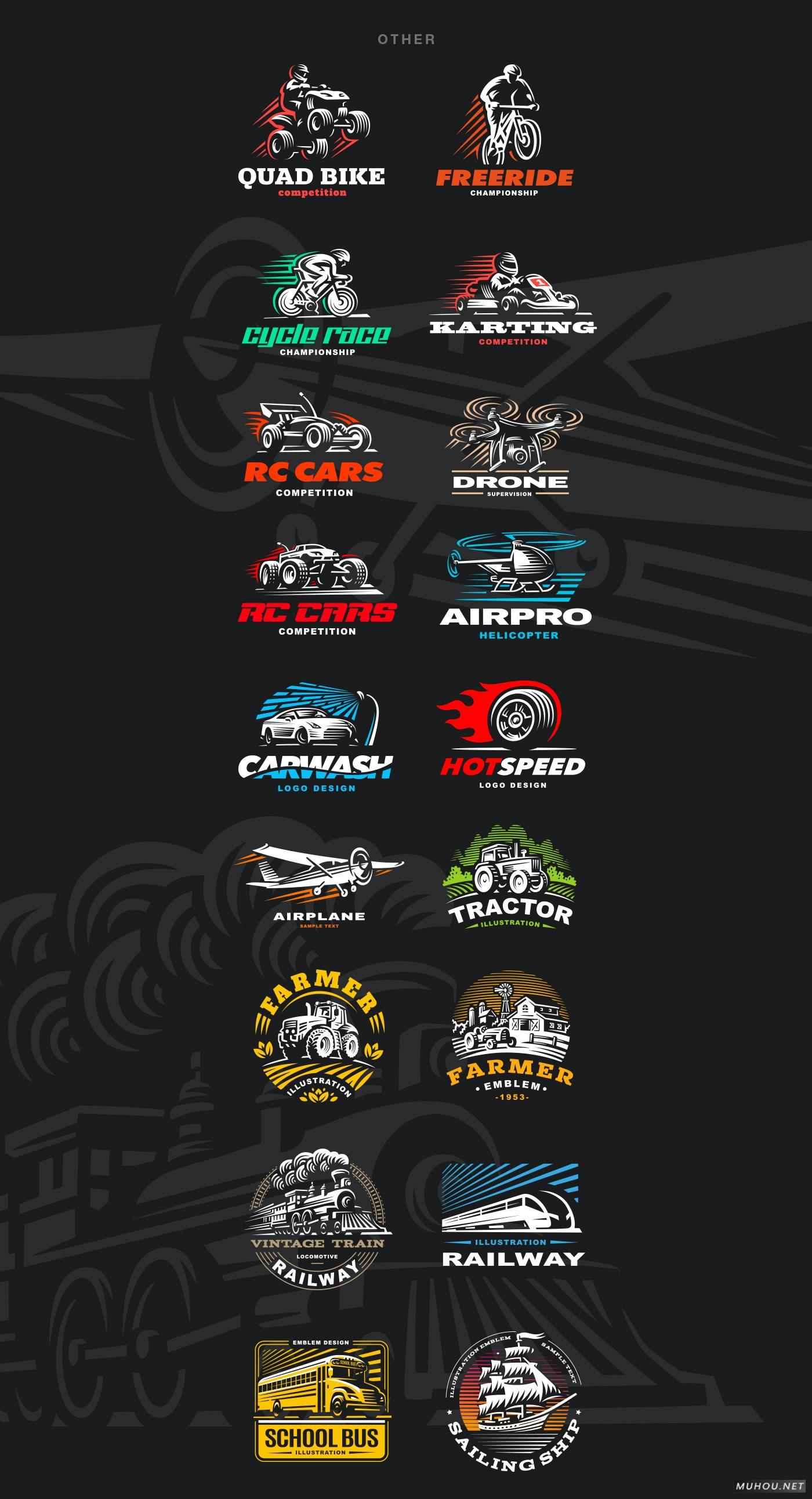 【标志设计】赛车越野卡车古典摩托汽车LOGO图形设计 [6P]