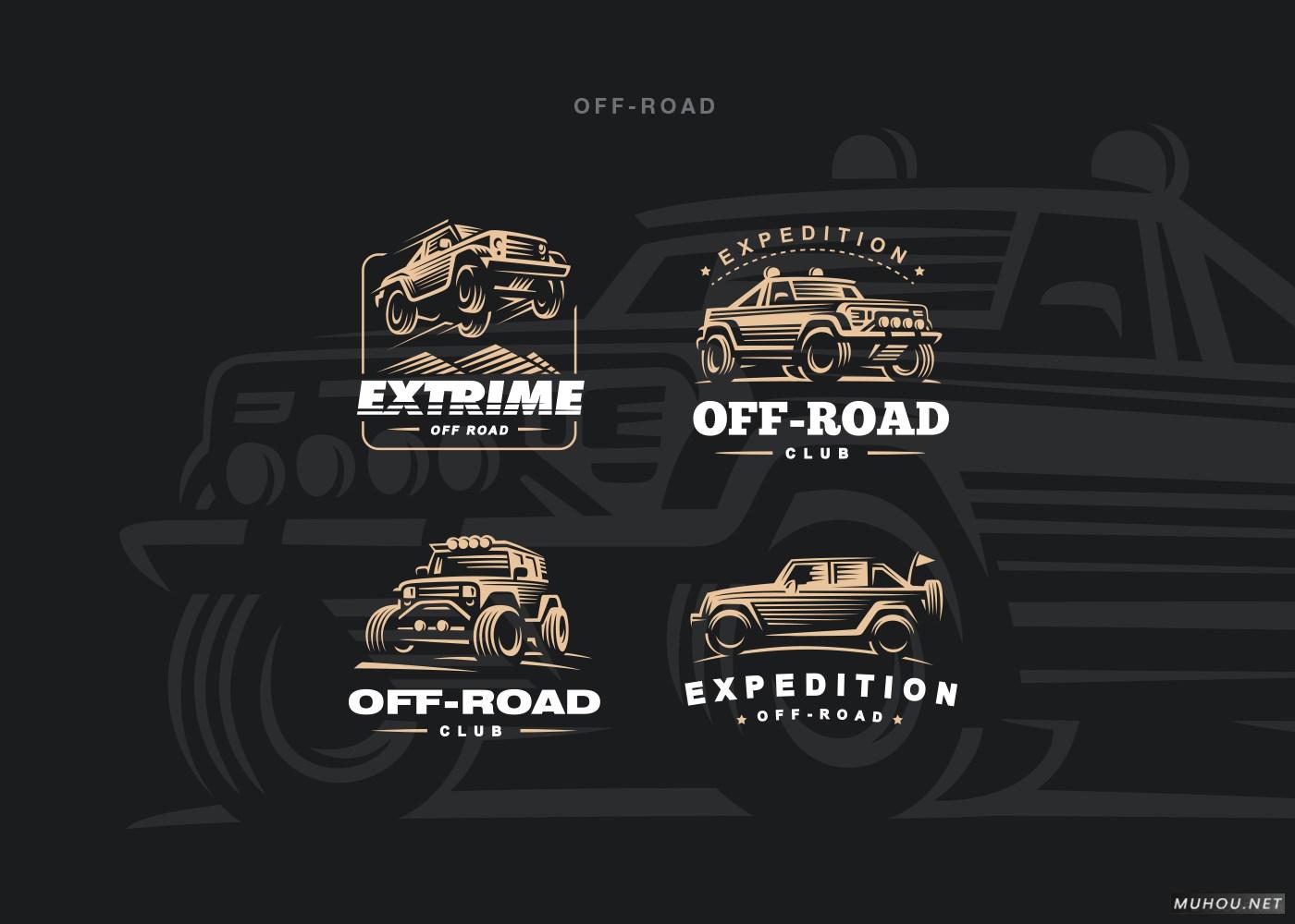 【标志设计】赛车越野卡车古典摩托汽车LOGO图形设计 [6P]
