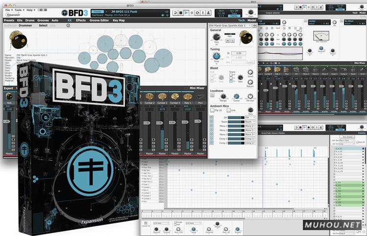 缩略图真实打击乐FXpansion BFD 3 3.3.1.33架子鼓音色音源VST插件 x64破解版免费下载