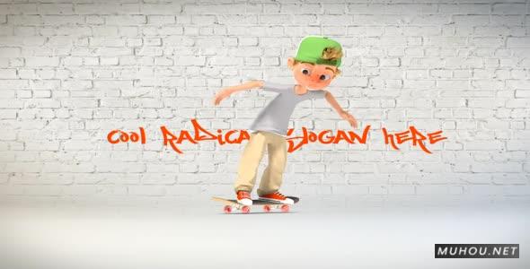 AE模板|儿童卡通三维滑板动画片头logo免费模板AE素材9820 Urban Skate Logo 7897010插图