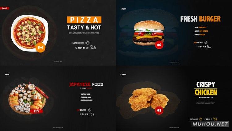 现代国外餐厅电子视频菜单设计PR模板|#Food Delivery (+Vertical)