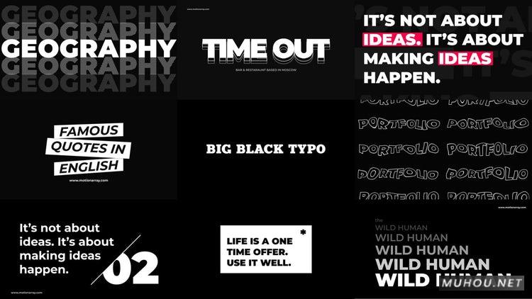 PR模板|黑色大字体8套文字排版效果视频模板#Big Black Typo插图