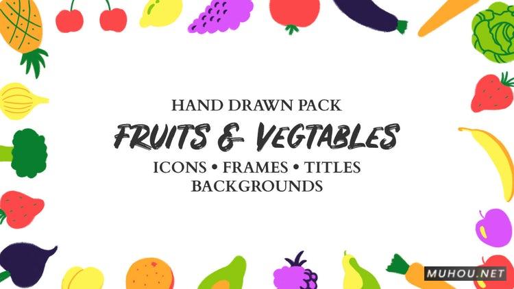 PR模板|蔬菜水果手绘动画素材合集视频模板下载#Fruits And Vegetables Hand Drawn Pack插图