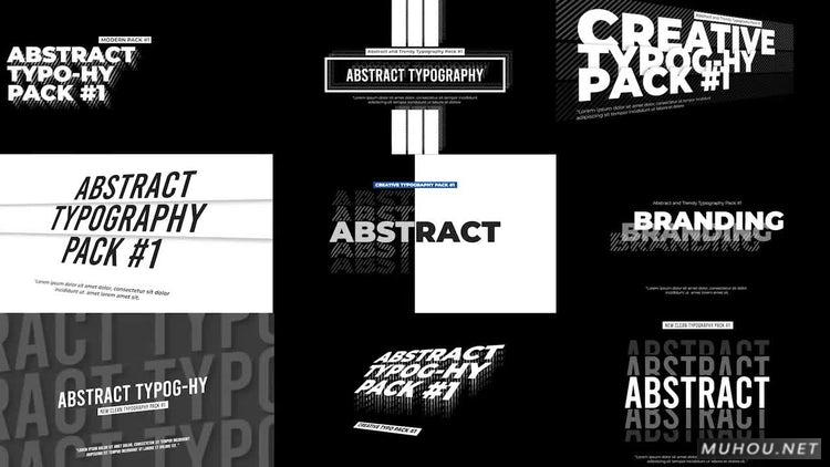 PR模板|创意文字黑白动画设计包装PR素材视频#Abstract Typography Pack  #1