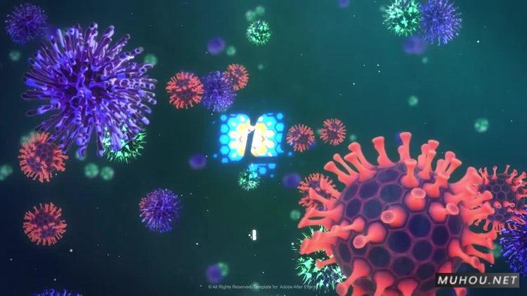 PR模板|新型冠状病毒细菌logo标志显示视频模板#Bacteria Logo Reveal