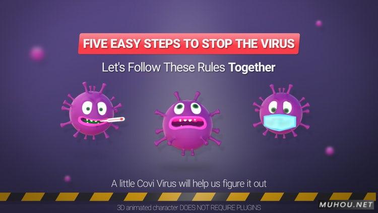 PR模板|冠状病毒卡通防疫动画包装视频模板下载#Corona Virus (Five Simple Rules)插图