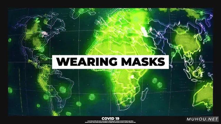 Covid 19片头瘟疫病毒地图传播视频PR素材模板插图