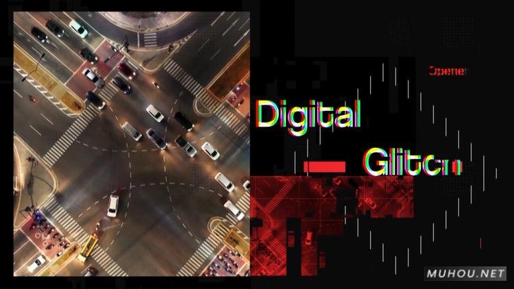 PR模板|数字故障片头画面错误损坏视频模板#Digital Glitch Opener