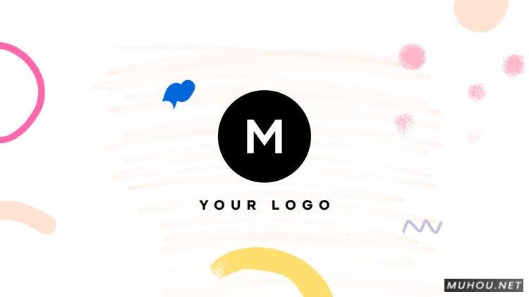 PR模板|手绘画笔迷你logo卡通标志PR素材模板#Hand Drawn Brush Minimal Logo