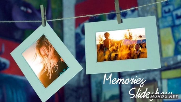 PR模板|记忆幻灯片放映-照片悬挂晾衣绳模板#Memories Slideshow - Photo Gallery