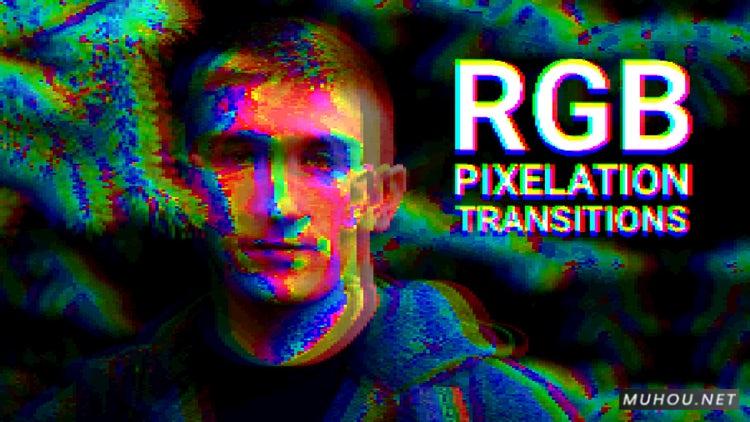 RGB像素化转换时尚视频PR模板|#RGB Pixelation Transitions插图