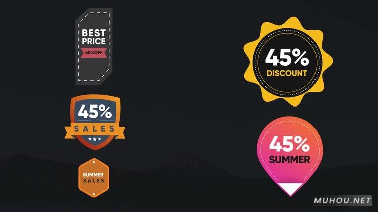 PR模板|5套百分比销售徽章动画贴纸V5#Sales Badges V5插图