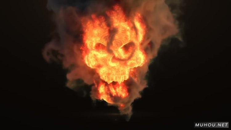 PR模板|骷髅标恐怖火焰燃烧logo标志片头视频模板#Skull Logo插图