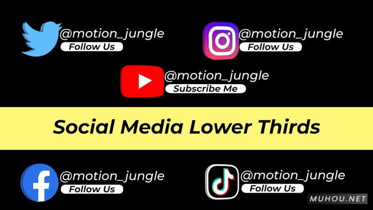 PR模板|三维立体logo标志动画图标视频模板#Social Media Lower Thirds V2