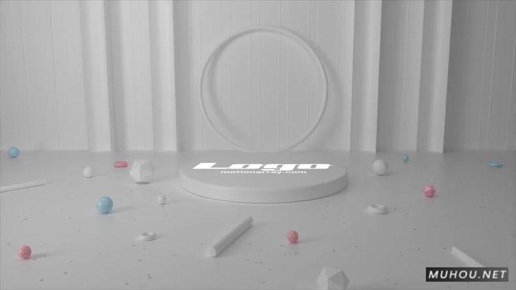 PR模板|白色抽象三维场景圆环发光logo标志#White Abstract Logo