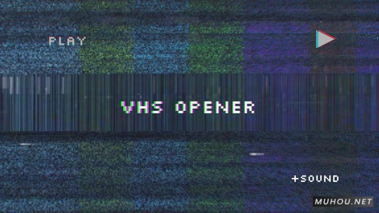PR模板|复古VHS片头90年代坏电视片头视频模板#Retro VHS Opener
