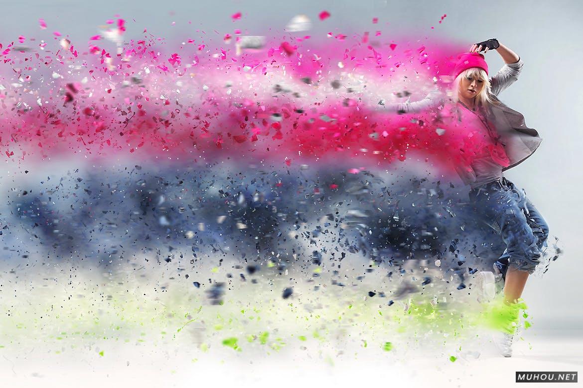 PS动作-照片打散粒子破碎龙卷风效果Tornadum - Powerful Dispersion Photoshop Action插图2
