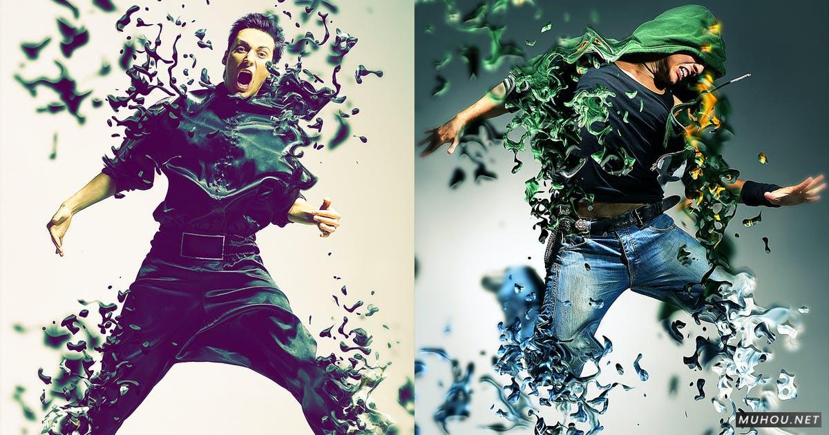 PS动作-国外超酷人像照片液体化破碎效果Dissolve Photoshop Action插图