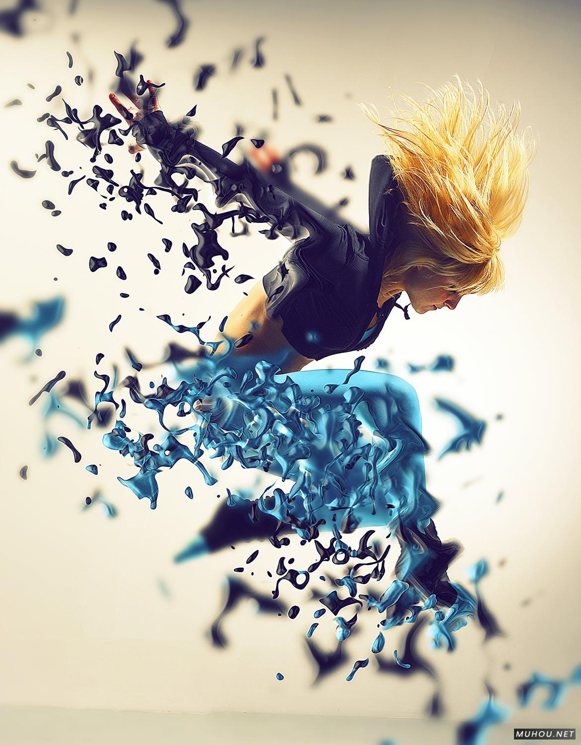 PS动作-国外超酷人像照片液体化破碎效果Dissolve Photoshop Action插图2