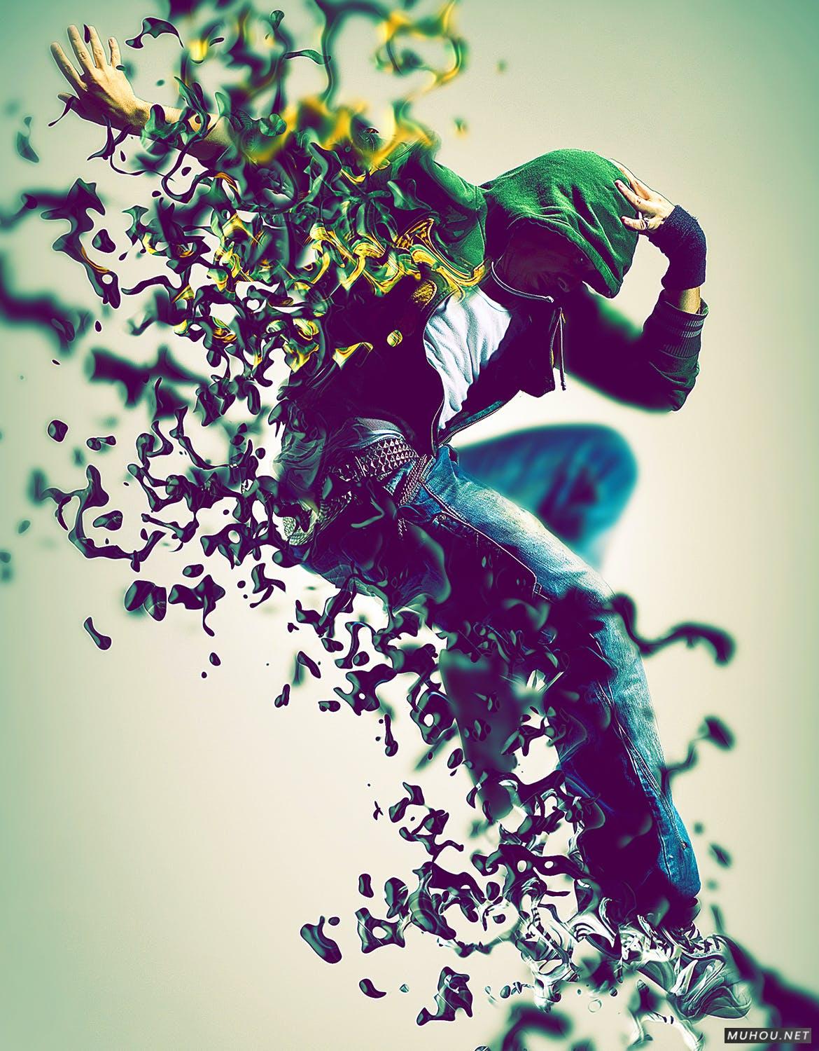 PS动作-国外超酷人像照片液体化破碎效果Dissolve Photoshop Action插图4