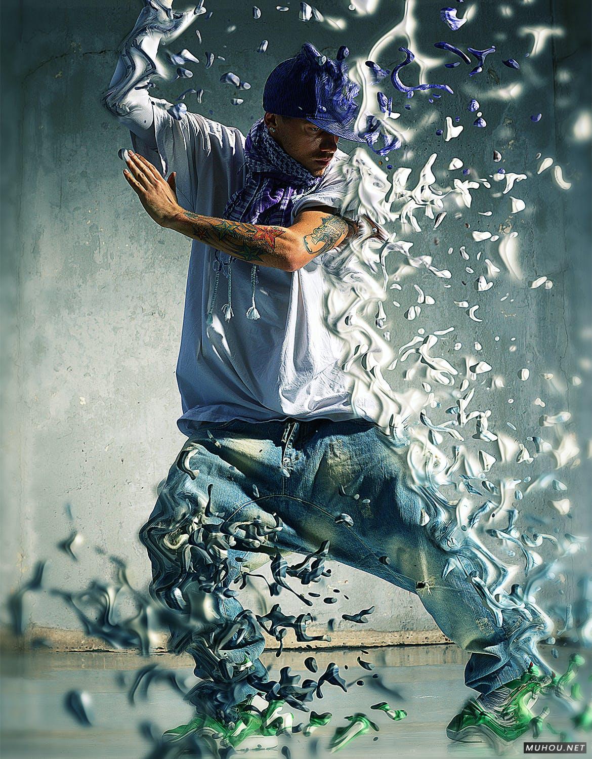 PS动作-国外超酷人像照片液体化破碎效果Dissolve Photoshop Action插图5