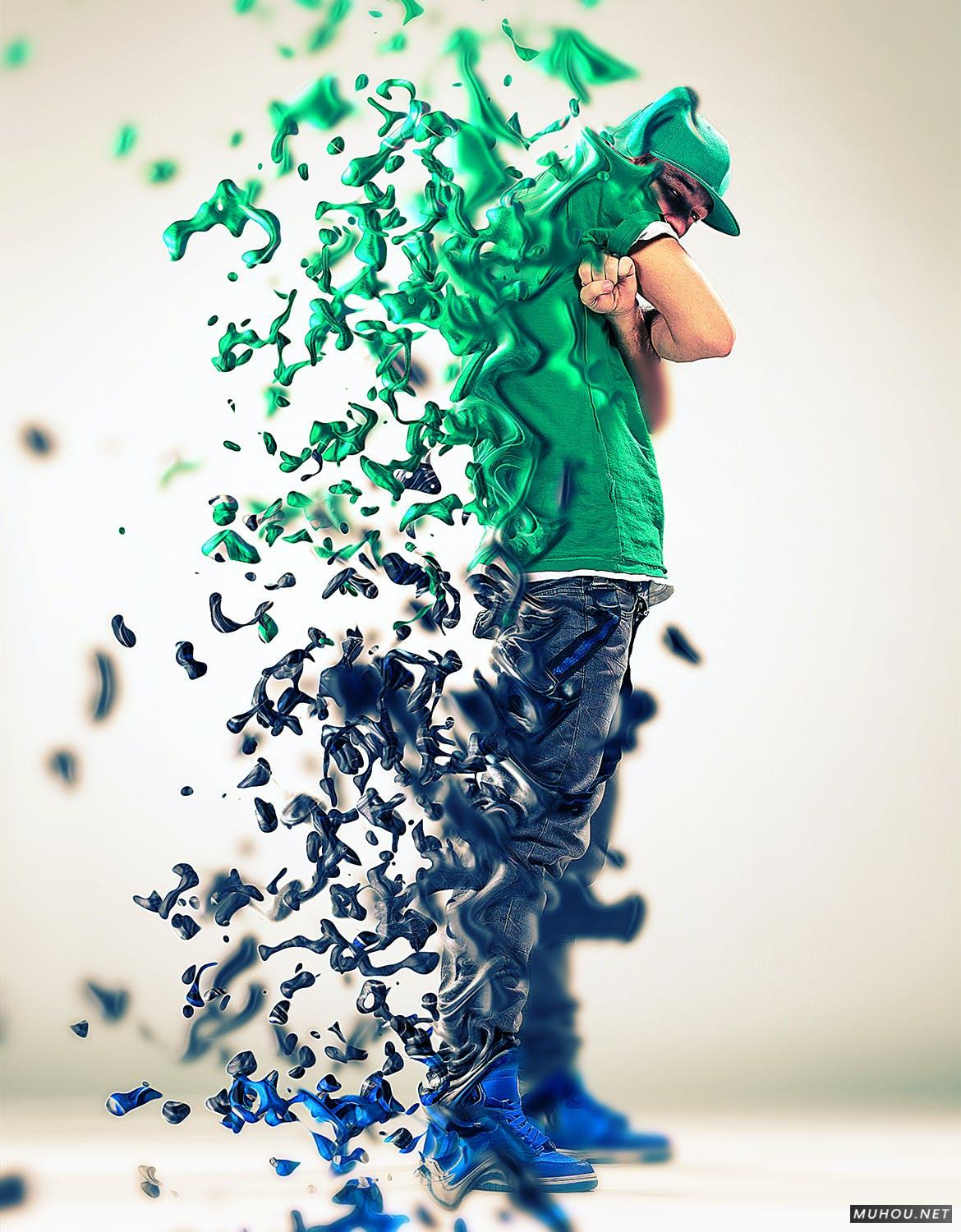 PS动作-国外超酷人像照片液体化破碎效果Dissolve Photoshop Action插图6
