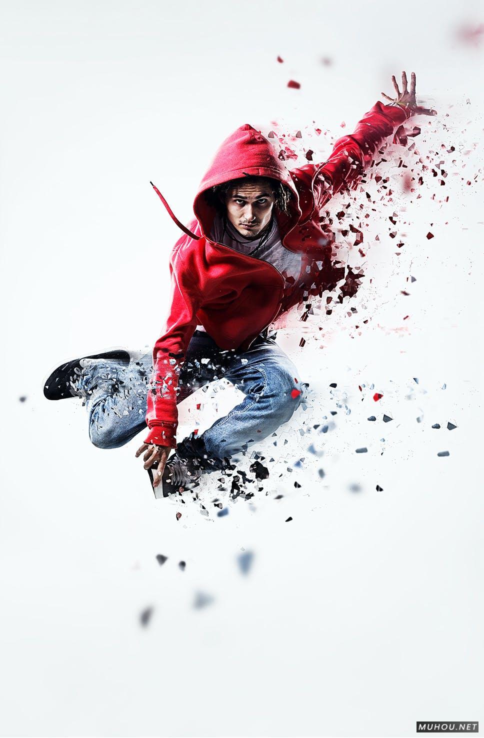 PS动作-颜色破碎打散碎片化爆炸照片效果 Dispersion Photoshop Action