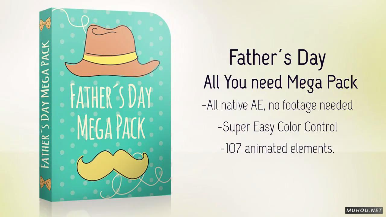 AE模板|107个父亲节独特精美卡通动画元素AE模板视频素材 Father′s Day Full Pack插图