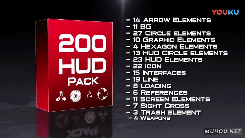 AE模板|200个高科技HUD元素动画包AE模板视频素材 HUD Modern Pack插图