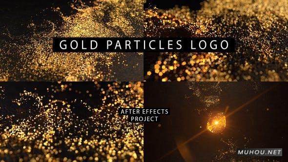 AE模板|金色粒子消散LOGO标志片头AE模板视频素材 Gold Particles Logo