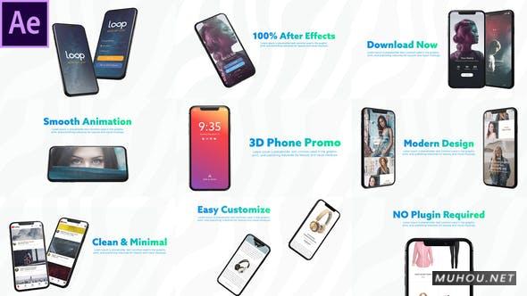 AE模板|智能手机应用程序界面演示AE模板视频素材 3D Smartphone Presentation for After Effects