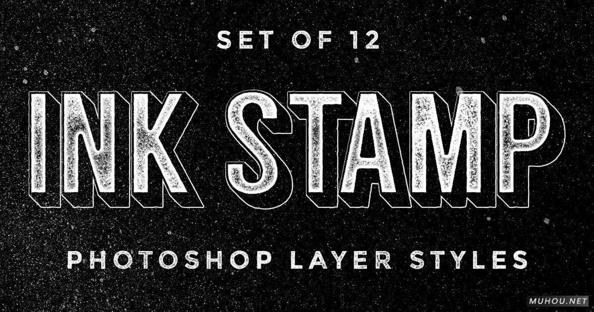 PS动作-模拟老式油墨黑白印刷文字Ink Stamp Photoshop Layer Styles插图