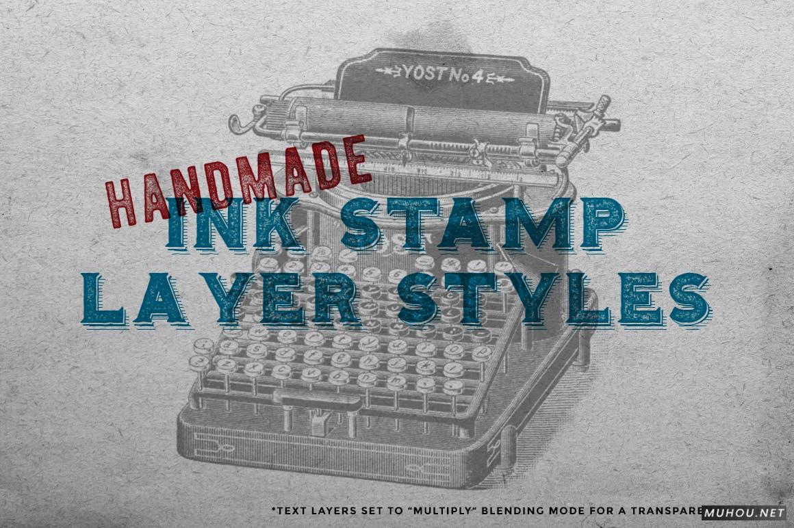 PS动作-模拟老式油墨黑白印刷文字Ink Stamp Photoshop Layer Styles插图7