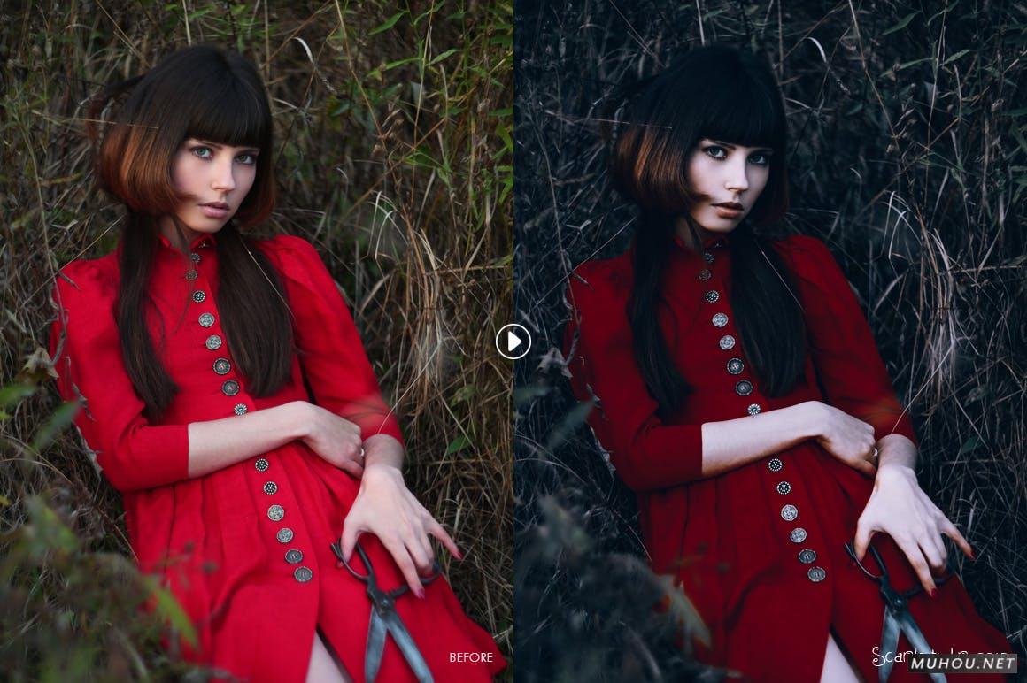 LR预设-猩红色幻想高级艺术肖像照调色预设Scarlet Fantasy Lightroom Presets插图3