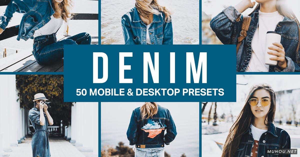 Luts调色预设-蓝色牛仔风格通透调色预设下载 50 Denim Fashion Lightroom Presets and LUTs插图