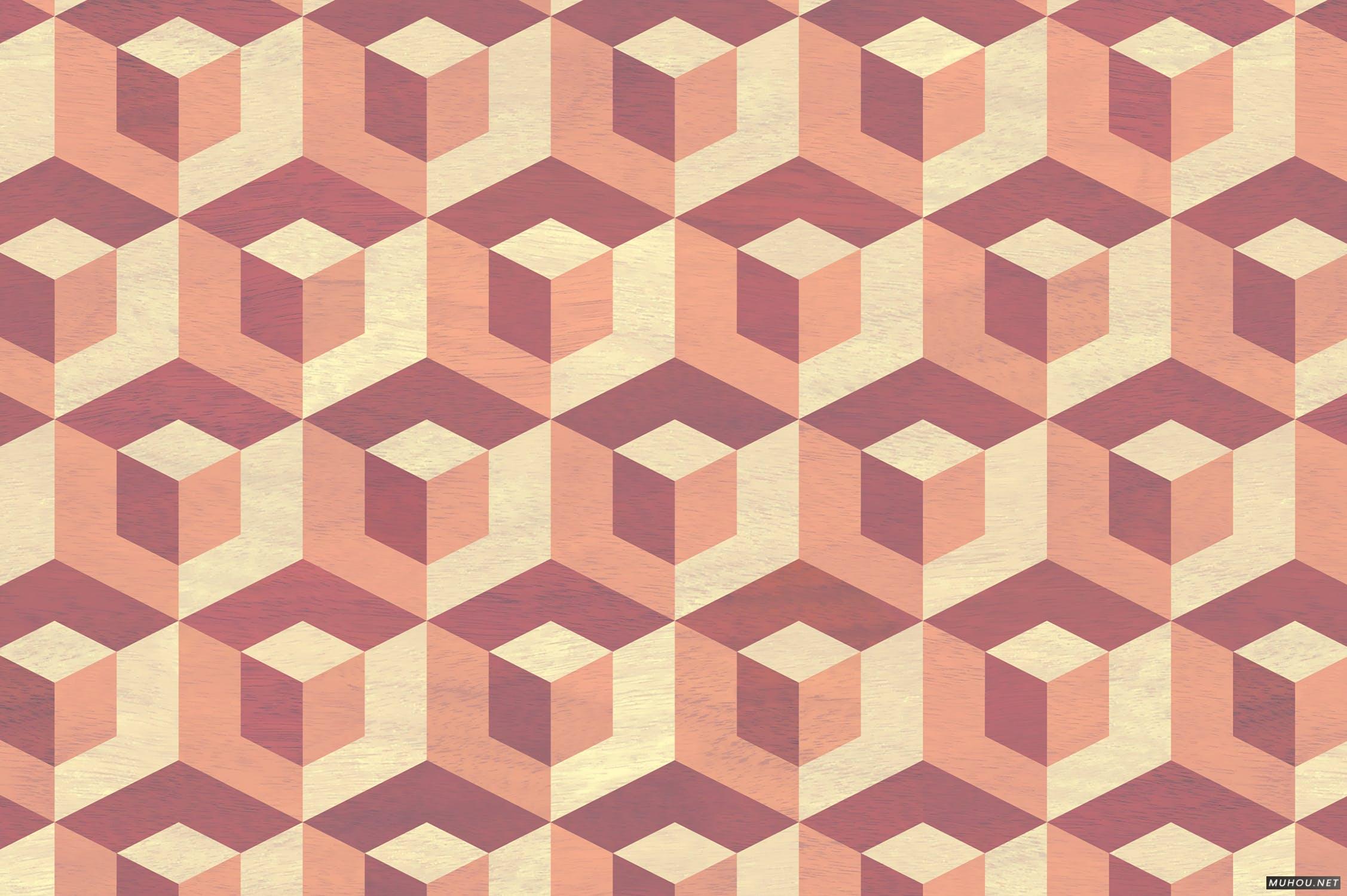 PS图案-木质木材纹理无缝循环拼接效果Geometric Marquetry Patterns插图5