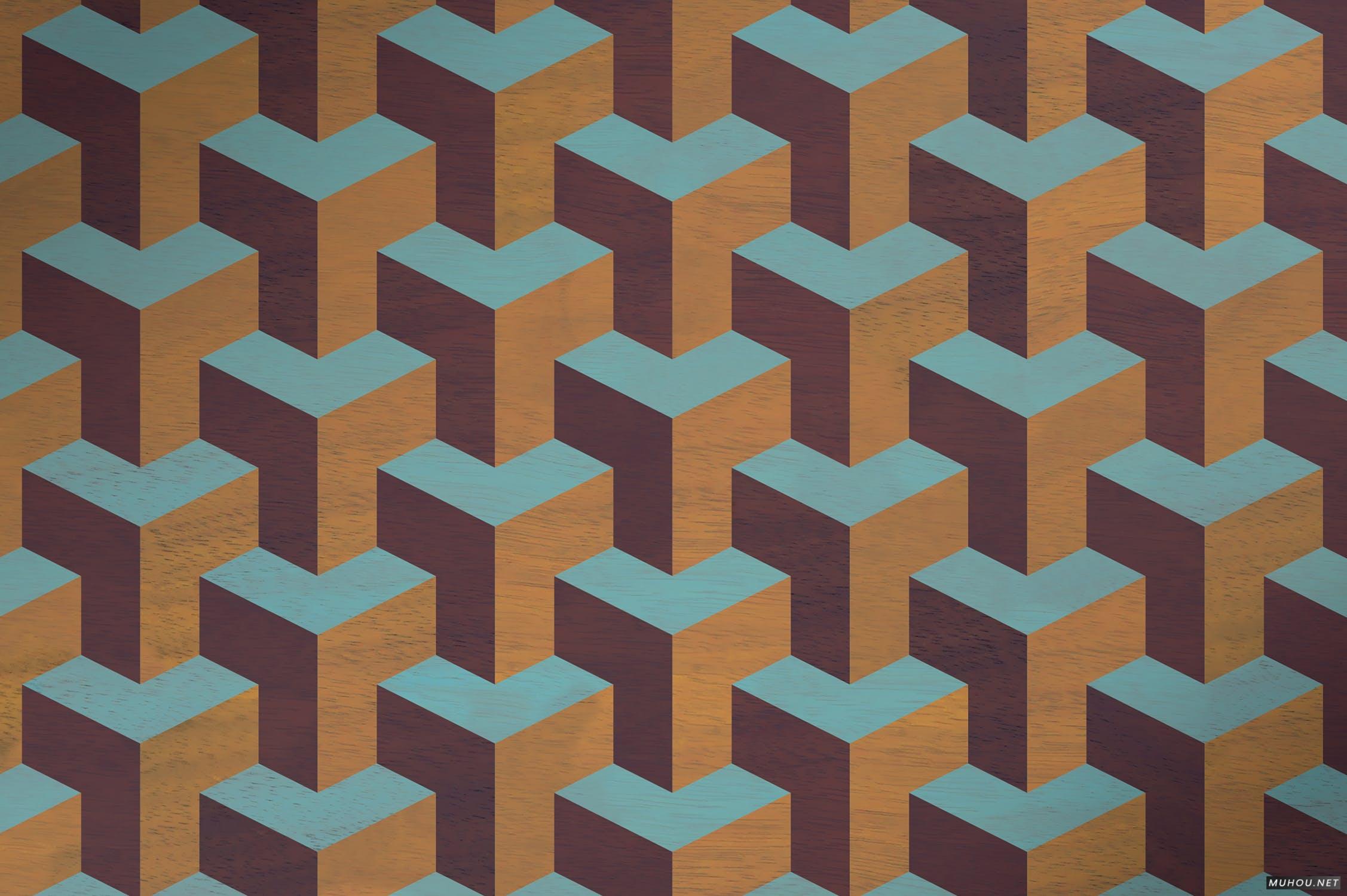 PS图案-木质木材纹理无缝循环拼接效果Geometric Marquetry Patterns插图14