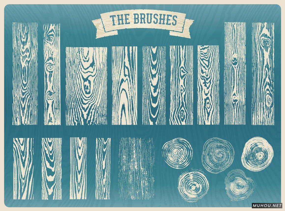AI笔刷-真实木材木质纹理年轮艺术刷Wood Grain Brushes插图3
